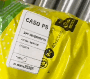 Etiqueta visual para paquetes con anomalía que no deben ir a entrega